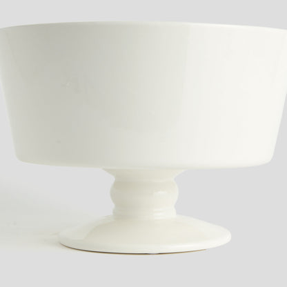 White handcrafted ceramic footed bowl - stylish home accent (Image3).