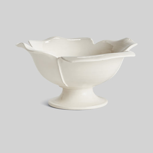 White italian ceramic footed bowl - stylish home accent (Image1).