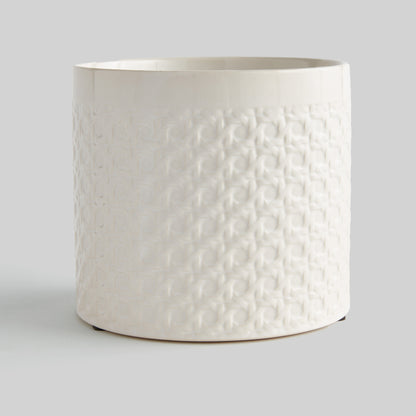 White lattice small round cachepot - stylish home accent (Image2).