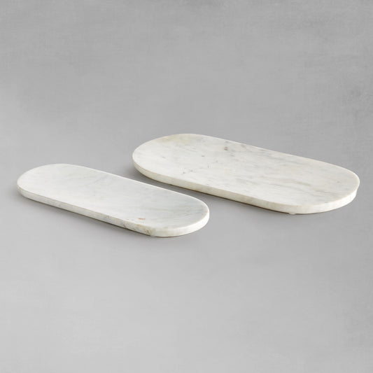 White marble oval trays (set of 2) - stylish home accent (Image1).