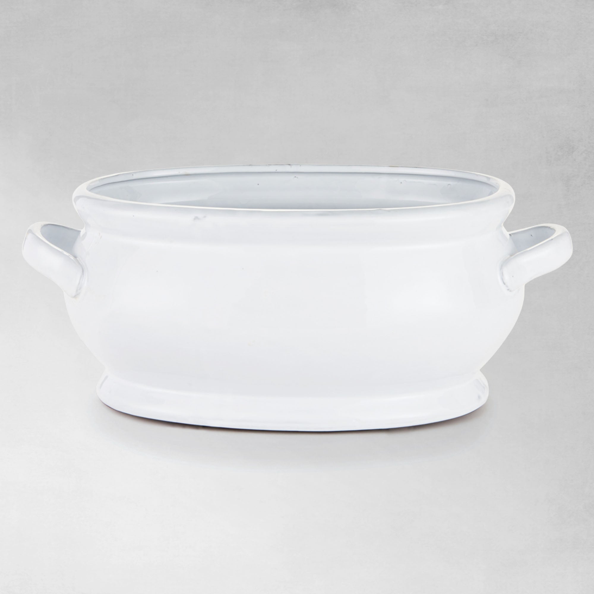 white oval ceramic cachepot 20 inch | parker + gibbs