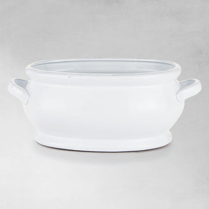 White oval ceramic cachepot 20 inch - stylish home accent (Image1).