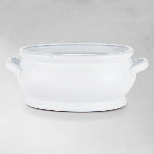 White oval ceramic cachepot 20 inch - stylish home accent (Image1).