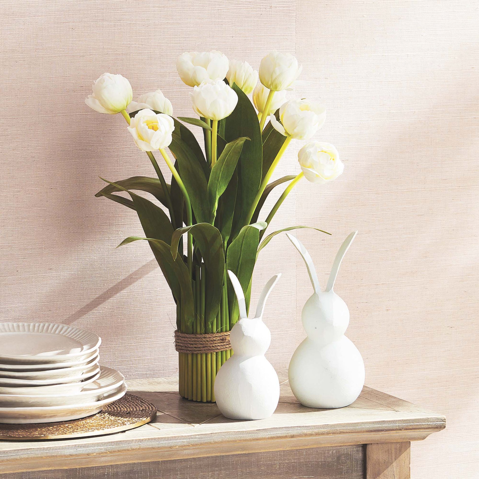 White peony tulip faux bundle 24 inch - stylish home accent (Image4).