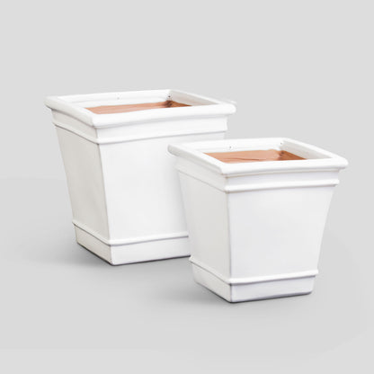 White reactive glaze ceramic pots (set of 2) - stylish home accent (Image1).