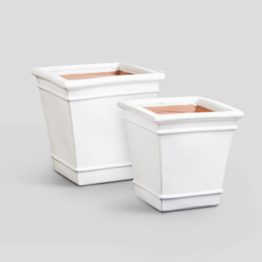 White reactive glaze ceramic pots (set of 2) - stylish home accent (Image1).