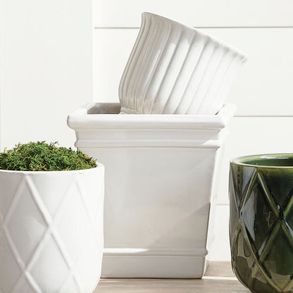 White reactive glaze ceramic pots (set of 2) - stylish home accent (Image2).