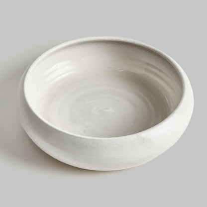 White reactive glaze terracotta bowl 15.5 inch - stylish home accent (Image3).