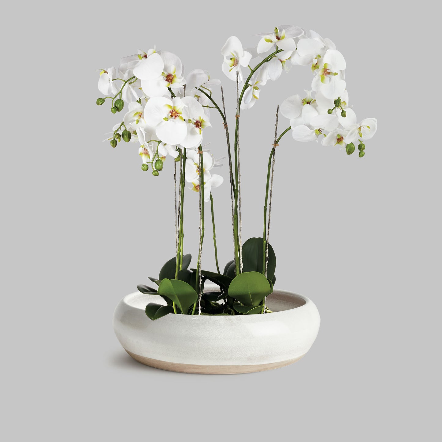 White reactive glaze terracotta bowl 15.5 inch - stylish home accent (Image4).