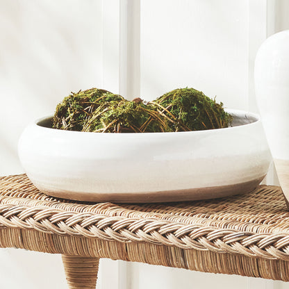 White reactive glaze terracotta bowl 15.5 inch - stylish home accent (Image5).