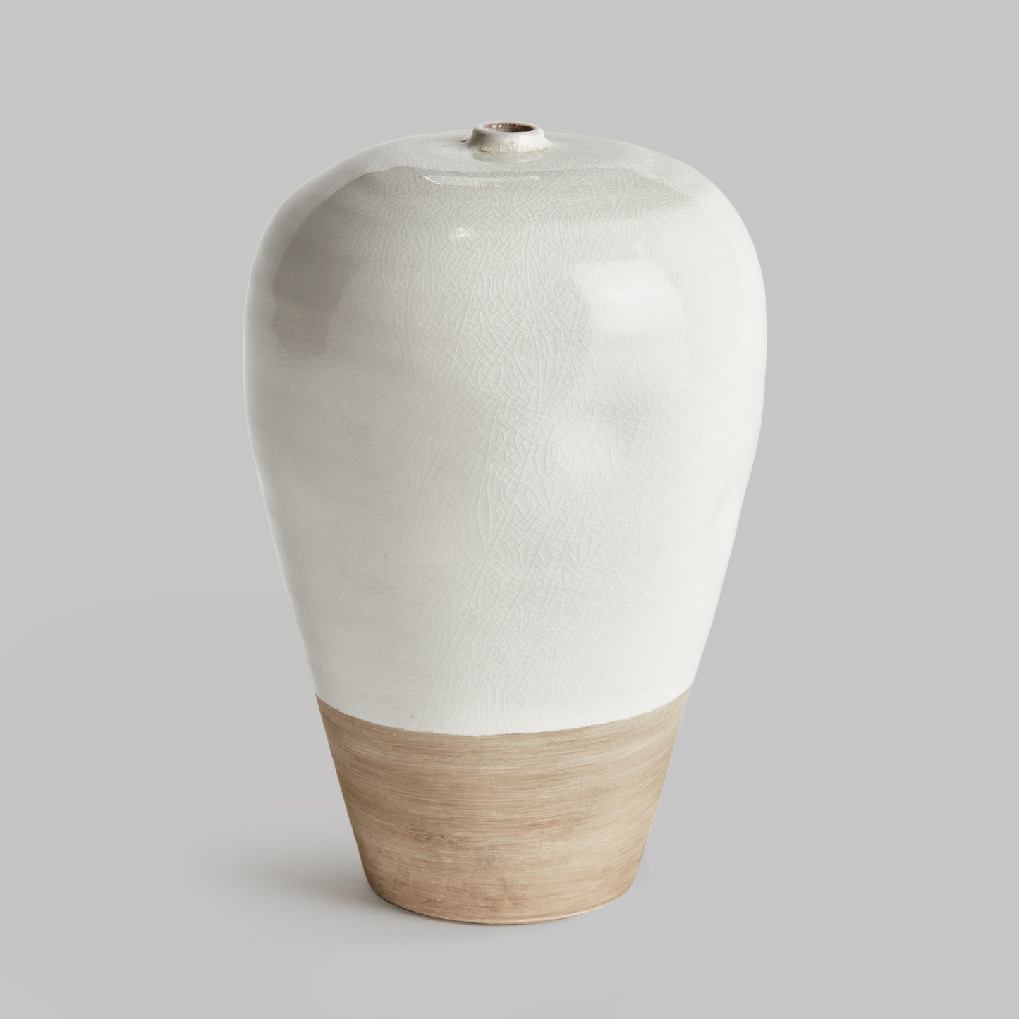 White reactive glaze terracotta large vase - stylish home accent (Image1).