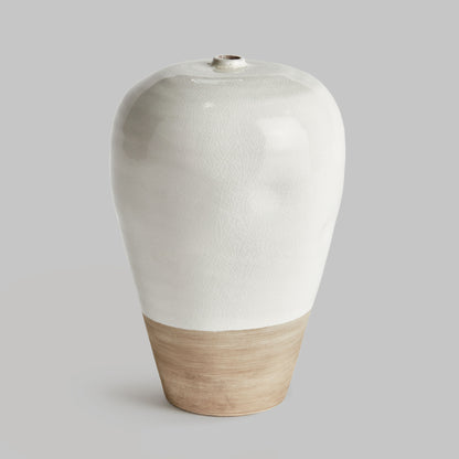 White reactive glaze terracotta large vase - stylish home accent (Image1).