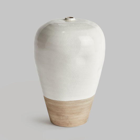 White reactive glaze terracotta large vase - stylish home accent (Image1).