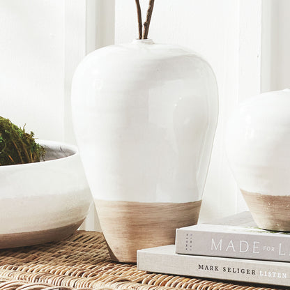 White reactive glaze terracotta large vase - stylish home accent (Image4).