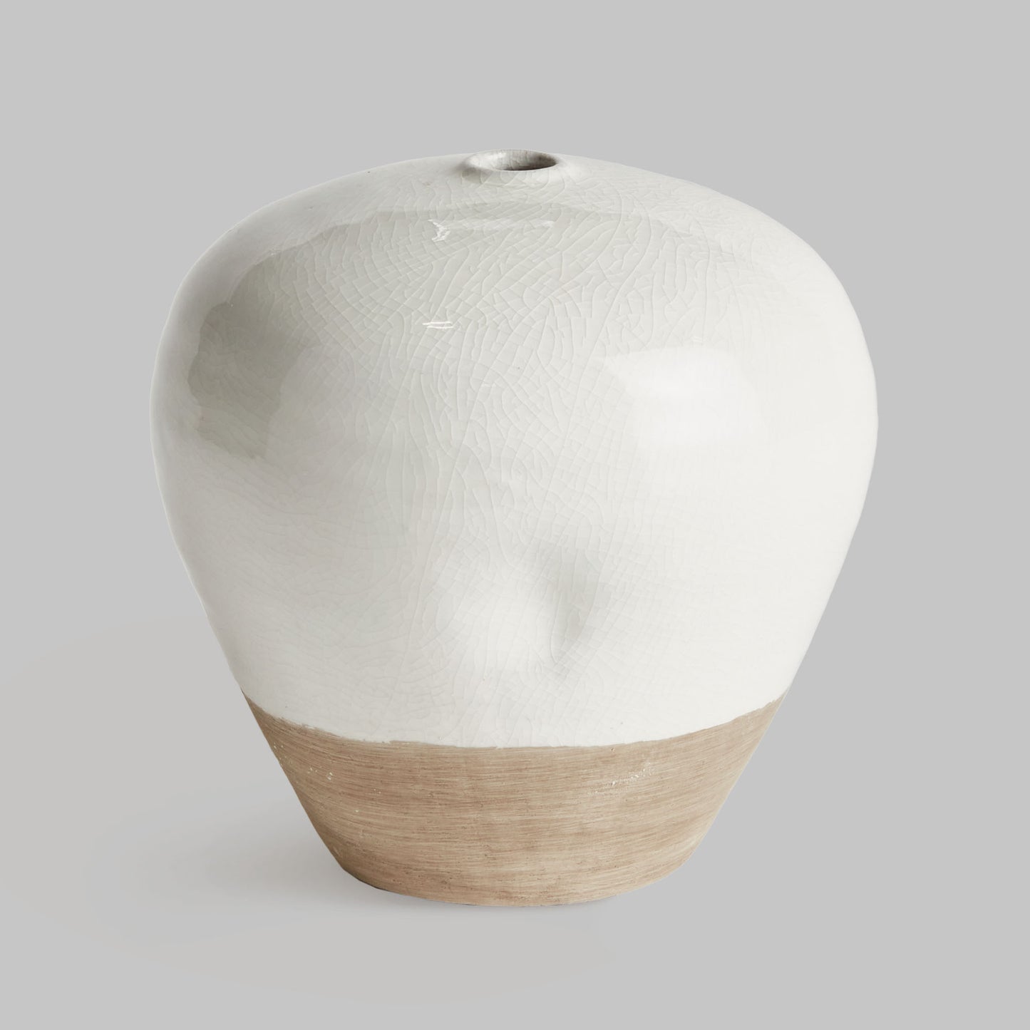 White reactive glaze terracotta small vase - stylish home accent (Image1).