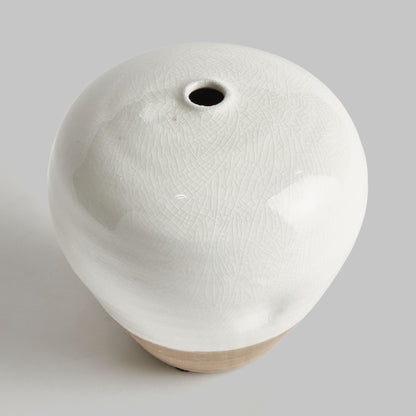 White reactive glaze terracotta small vase - stylish home accent (Image3).