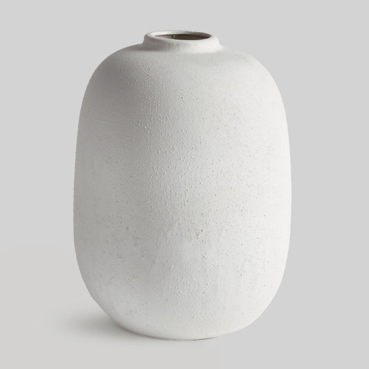 White textured ceramic cylinder vase - stylish home accent (Image1).