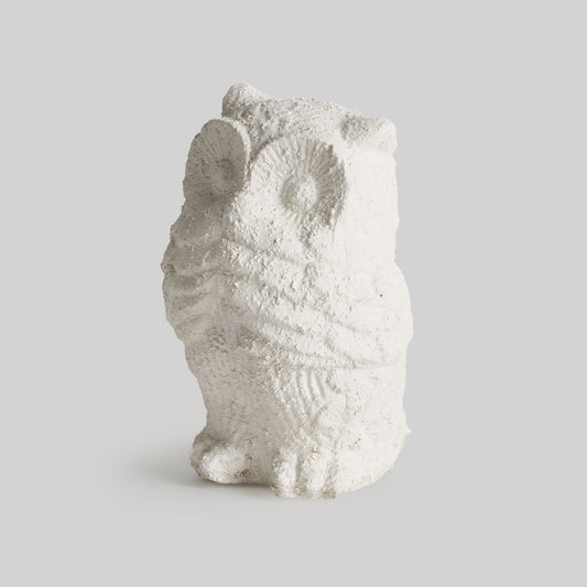 White weathered owl decorative object - stylish home accent (Image1).