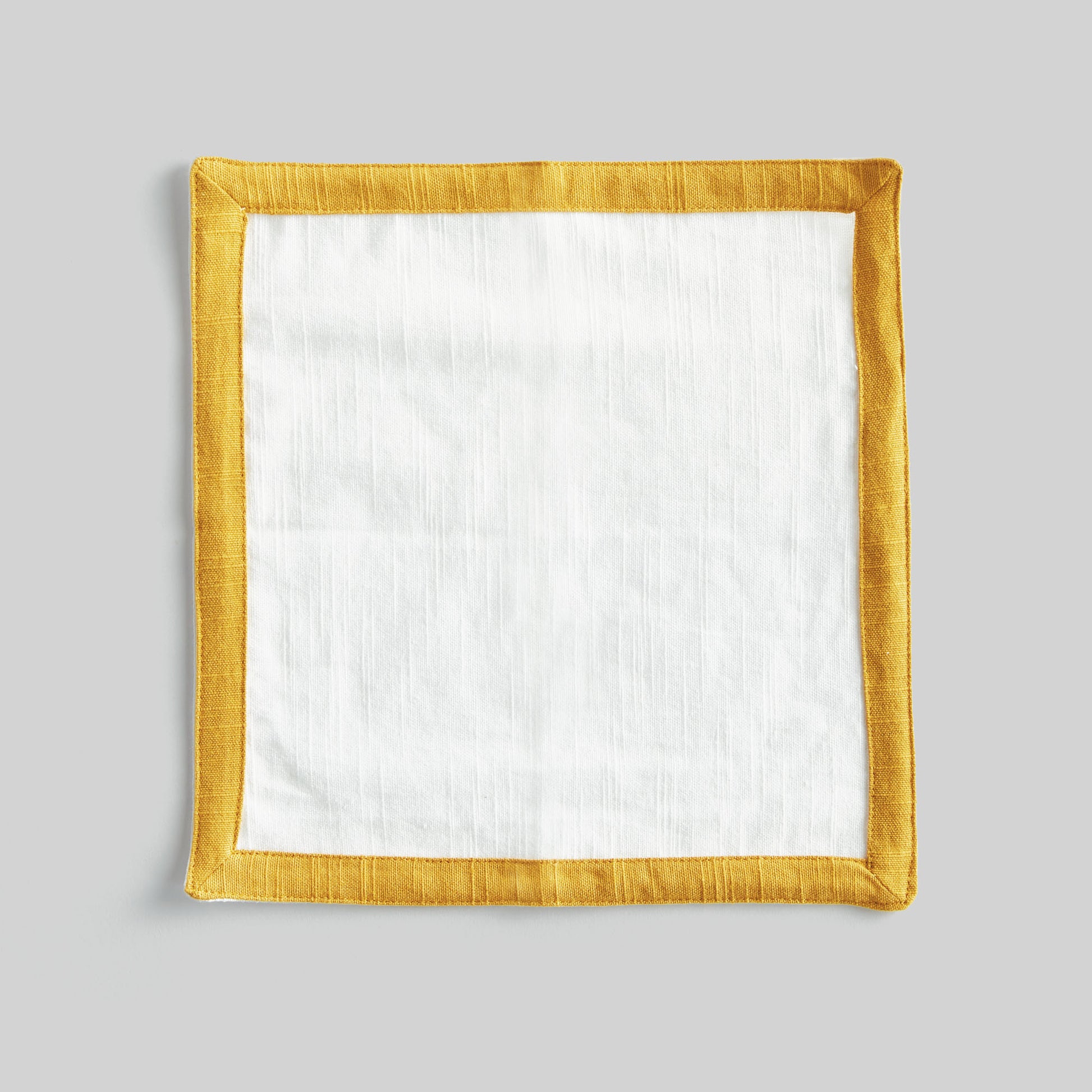 White with yellow honey border cotton cocktail napkins (set of 4) - stylish home accent (Image2).