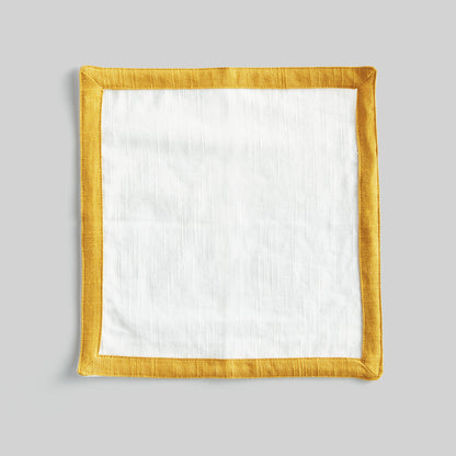 White with yellow honey border cotton cocktail napkins (set of 4) - stylish home accent (Image2).