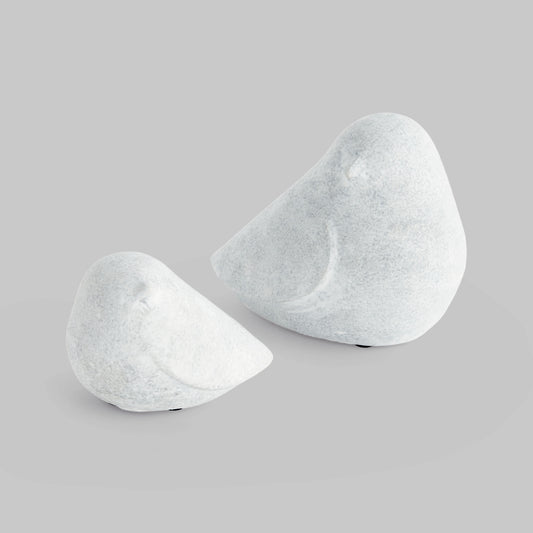 Whitewash concrete bird sculptures (set of 2) - stylish home accent (Image1).