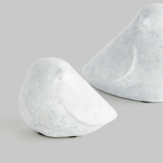 Whitewash concrete bird sculptures (set of 2) - stylish home accent (Image2).