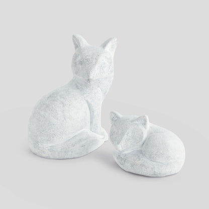 Whitewash concrete fox sculptures (set of 2) - stylish home accent (Image1).
