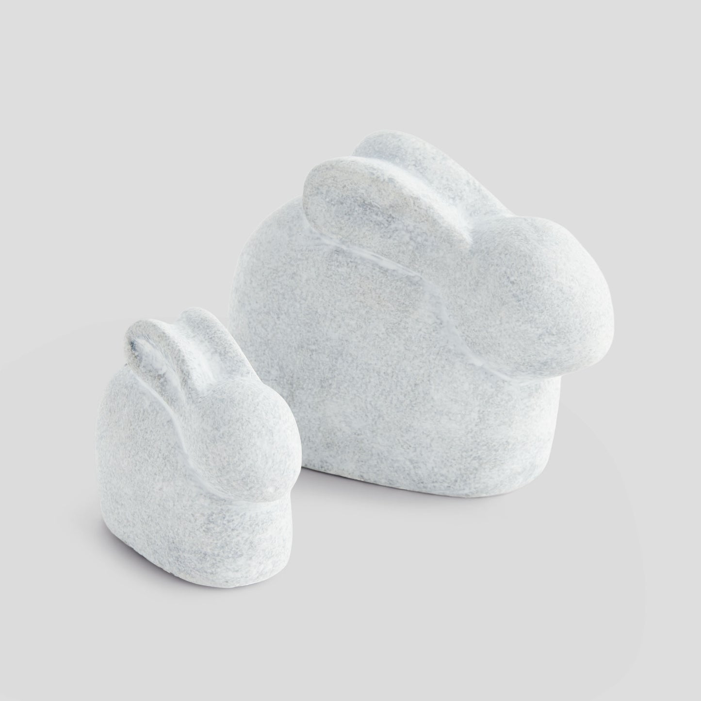 Whitewash concrete rabbit sculptures (set of 2) - stylish home accent (Image1).