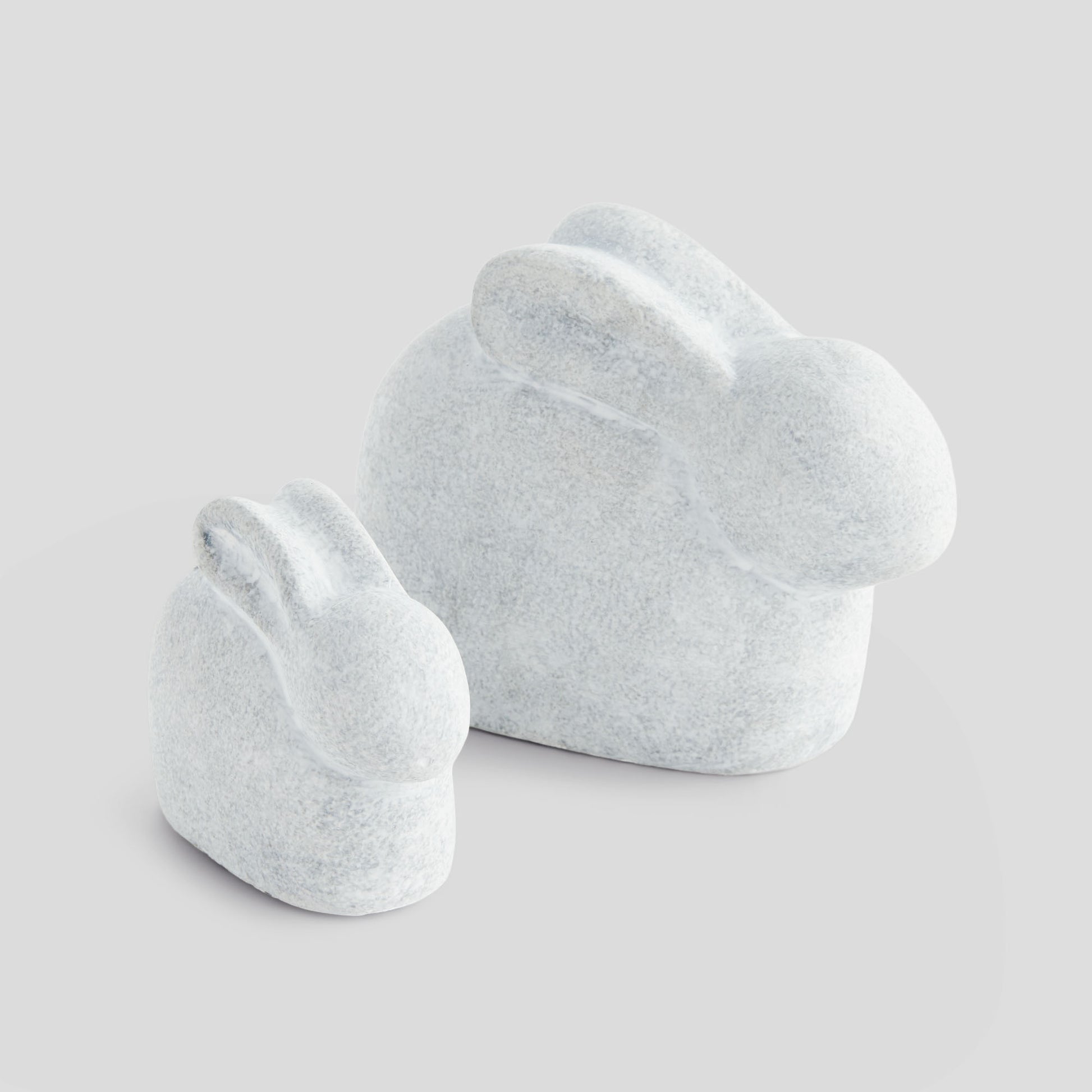 Whitewash concrete rabbit sculptures (set of 2) - stylish home accent (Image1).