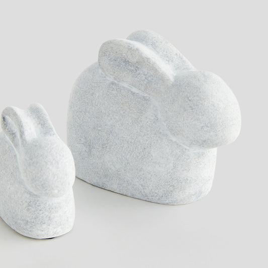 Whitewash concrete rabbit sculptures (set of 2) - stylish home accent (Image2).
