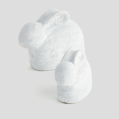 Whitewash concrete rabbit sculptures (set of 2) - stylish home accent (Image3).