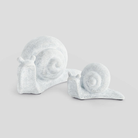 Whitewash concrete snail sculpture (set of 2) - stylish home accent (Image1).