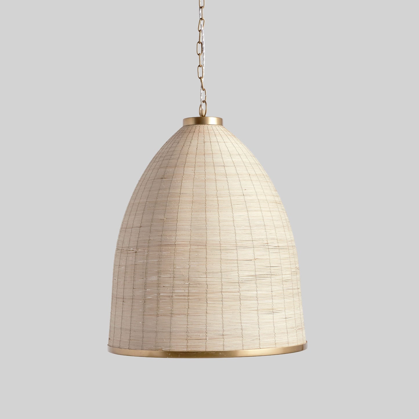 Whitewash rattan bell pendant 21 inch - stylish home accent (Image1).
