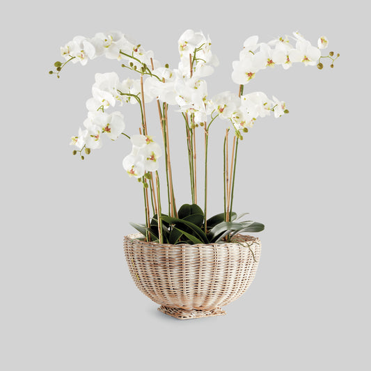 Whitewash rattan decorative footed 18 inch bowl - stylish home accent (Image2).