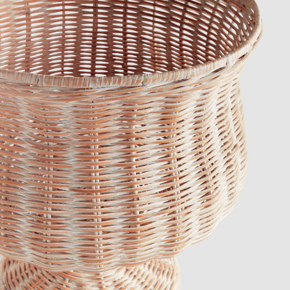 Whitewash rattan footed urn - stylish home accent (Image2).