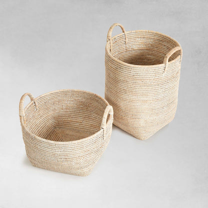 Whitewash rattan orchard baskets (set of 2) - stylish home accent (Image3).