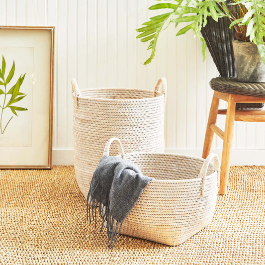 Whitewash rattan orchard baskets (set of 2) - stylish home accent (Image6).