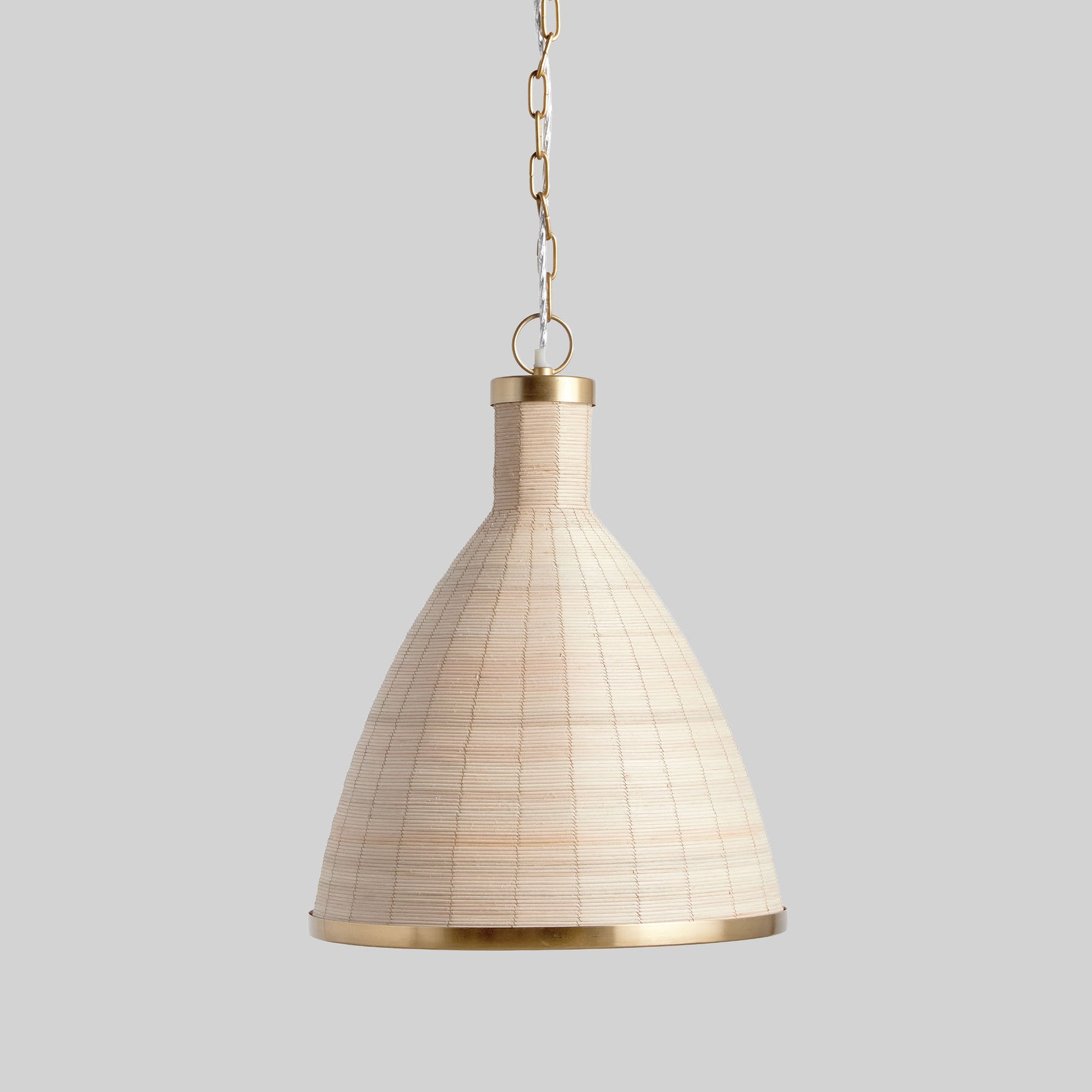 Whitewash rattan petite bell pendant 15 inch - stylish home accent (Image1).
