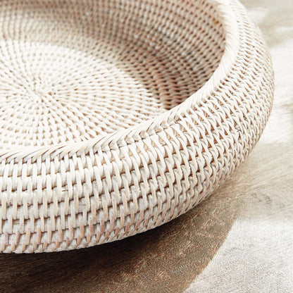 Whitewash rattan shallow bowls (set of 2) - stylish home accent (Image4).
