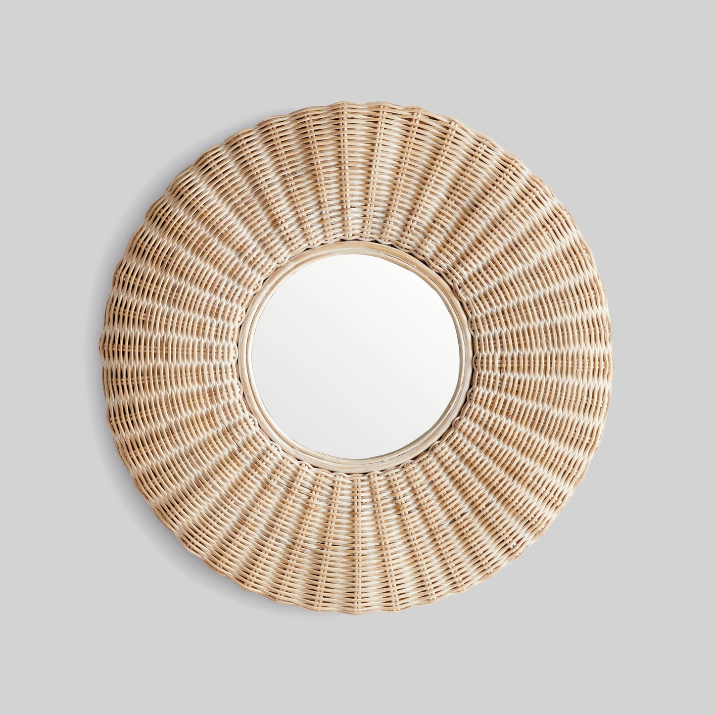 Whitewash rattan small mirror 28 inch - stylish home accent (Image1).