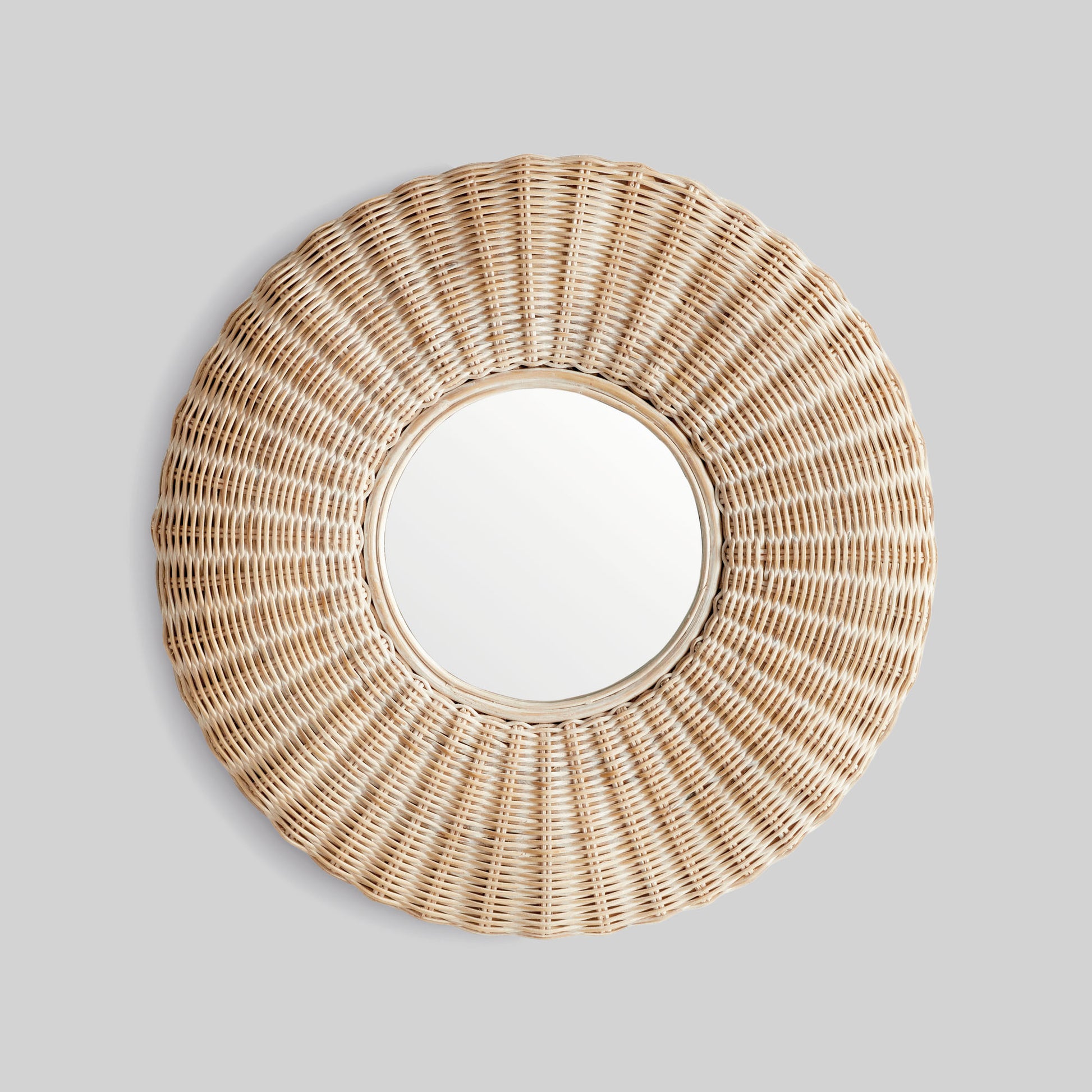 Whitewash rattan small mirror 28 inch - stylish home accent (Image1).