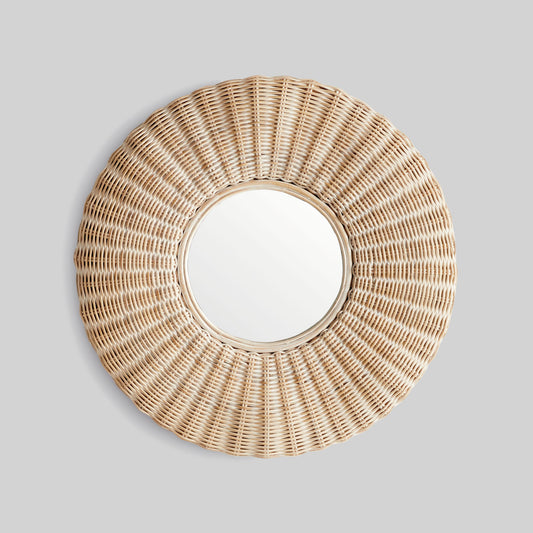 Whitewash rattan small mirror 28 inch - stylish home accent (Image1).
