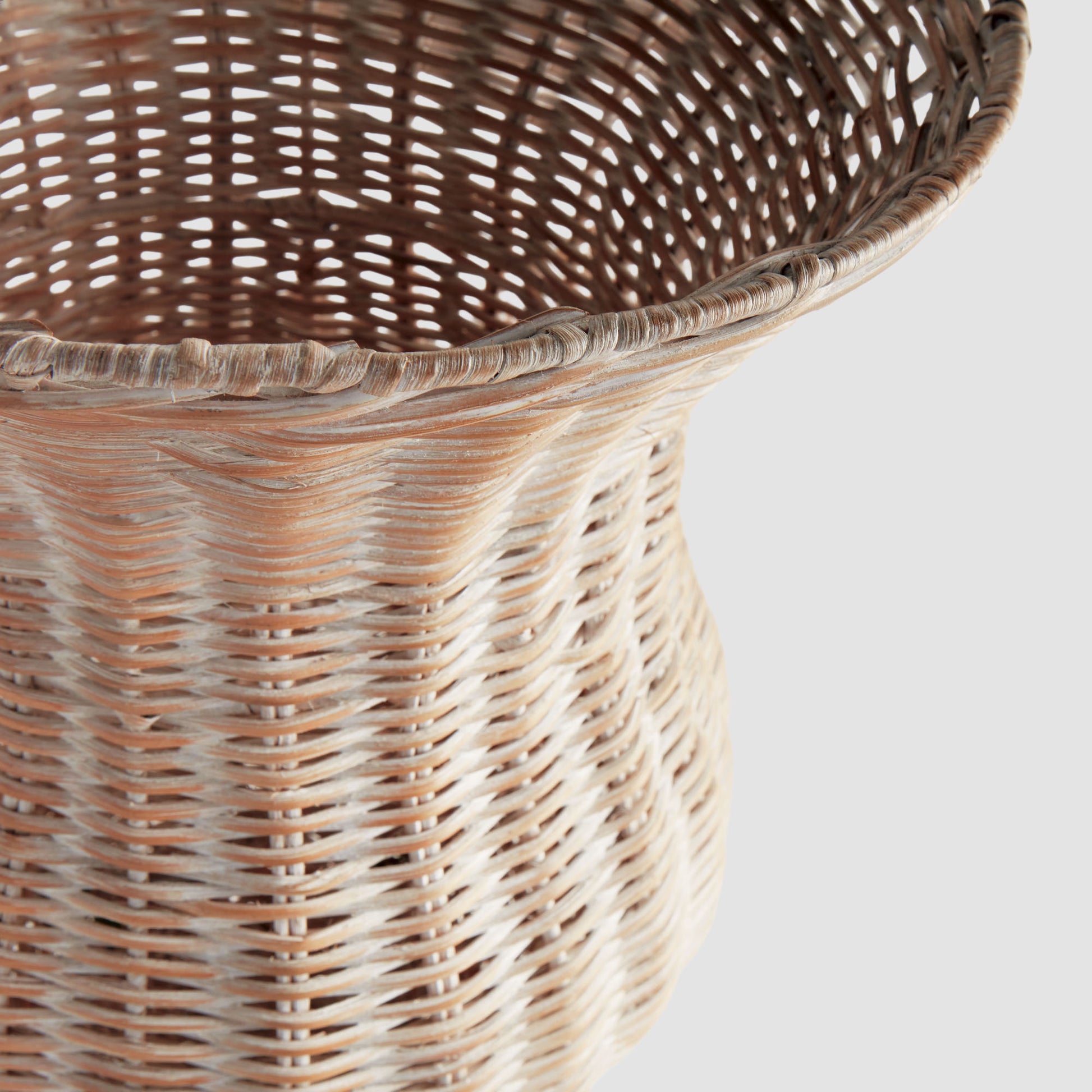 Whitewash rattan tall footed urn - stylish home accent (Image2).