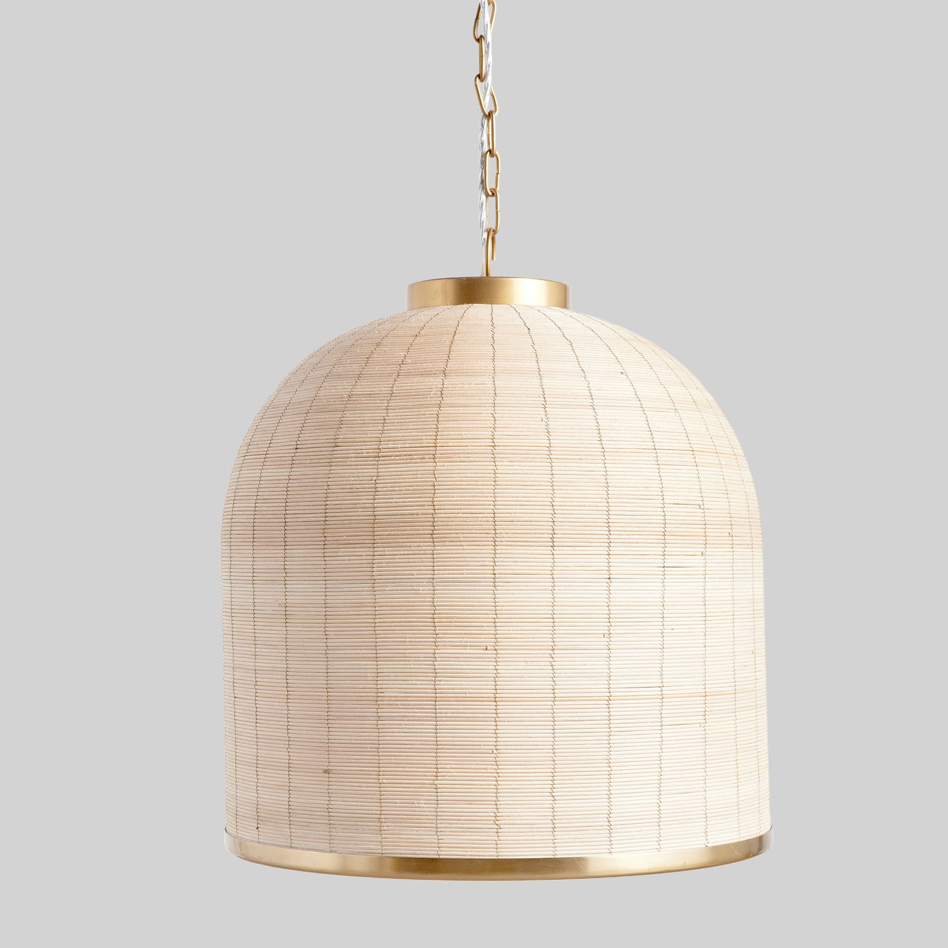 Whitewashed rattan dome pendant with brass detail 18 inch - stylish home accent (Image5).