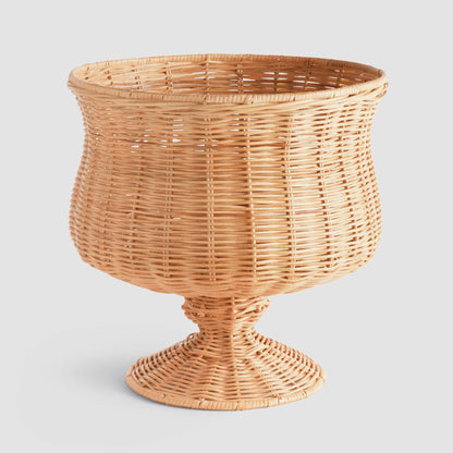Wide rattan footed urn - stylish home accent (Image1).