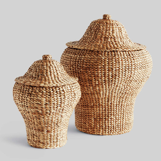 Woven ginger jars (set of 2) - stylish home accent (Image1).
