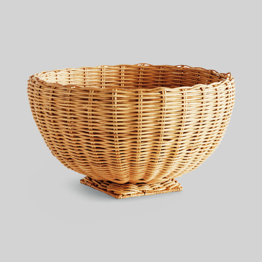Woven rattan decorative footed 18 inch bowl - stylish home accent (Image1).