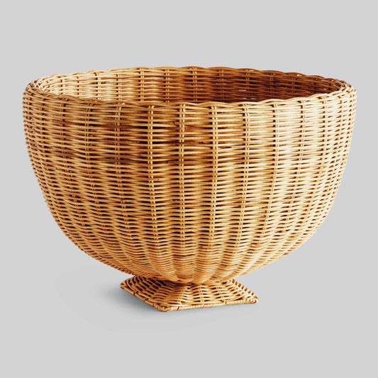 Woven rattan decorative footed 24 inch bowl - stylish home accent (Image1).