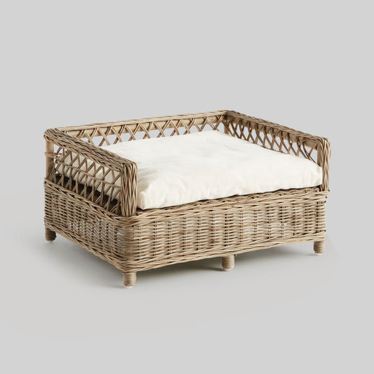 Woven rattan small pet bed - stylish home accent (Image1).