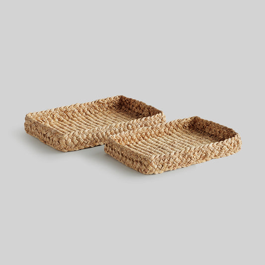 Woven rectangular decorative trays (set of 2) - stylish home accent (Image1).